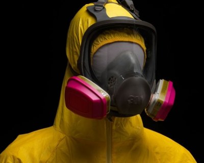 Yellow Tyvek suits and gas masks from the TV series "Breaking Bad" were among the props donated to the Smithsonian’s National Museum of American History. Image: Hugh Talman, National Museum of American History.